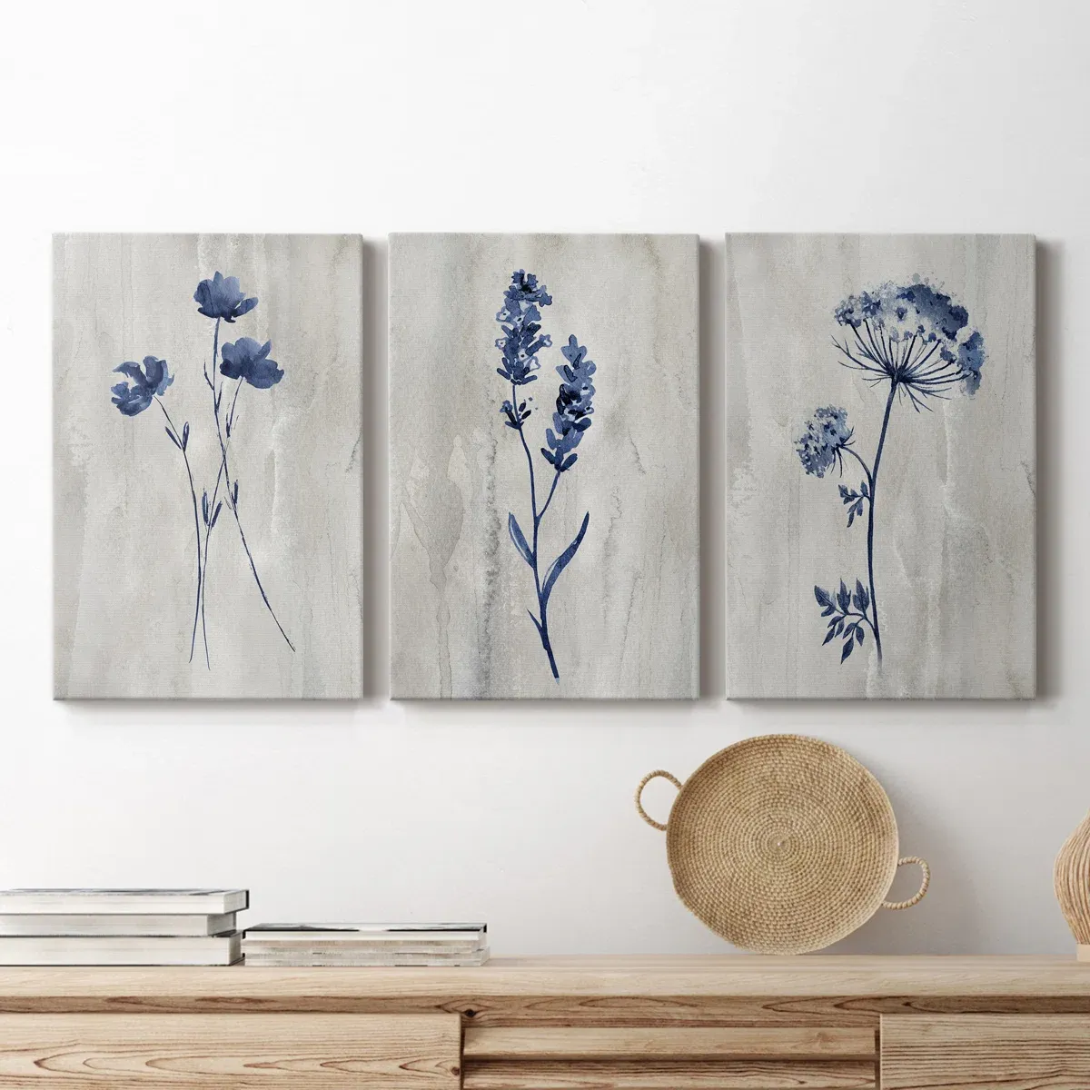 Indigo Botanical I, Set of 3