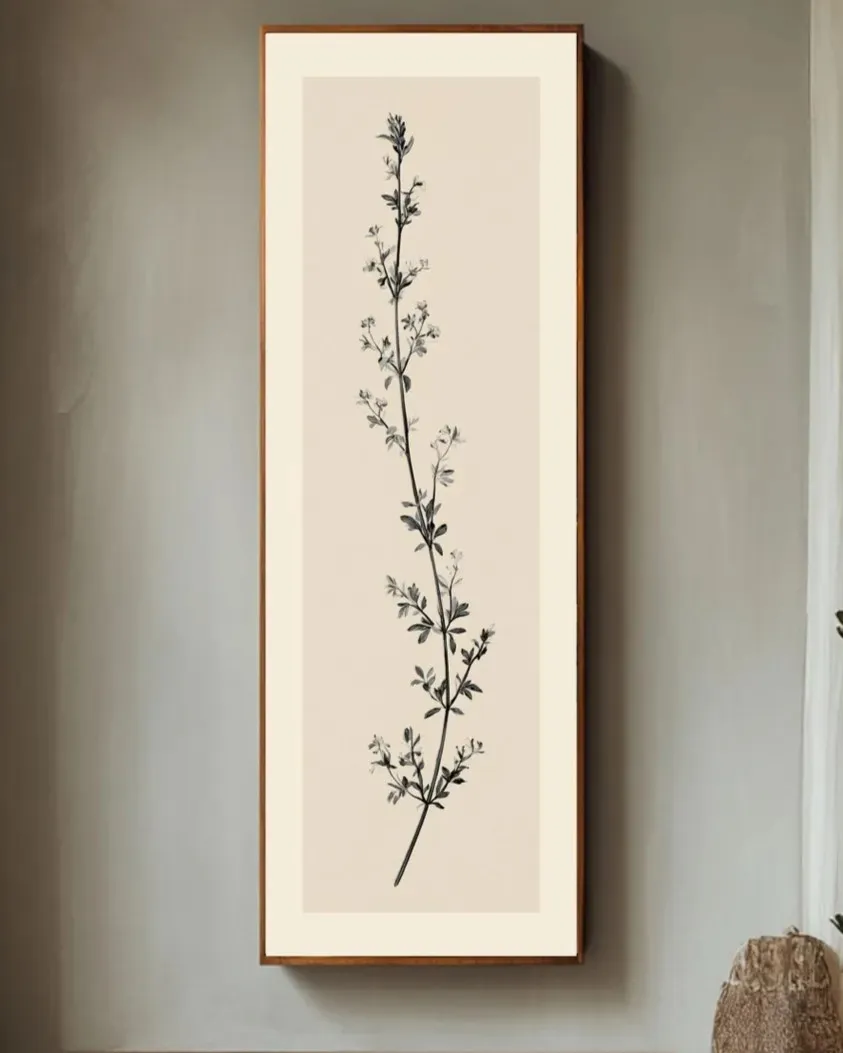 Minimalist Wildflower Canvas, Beige